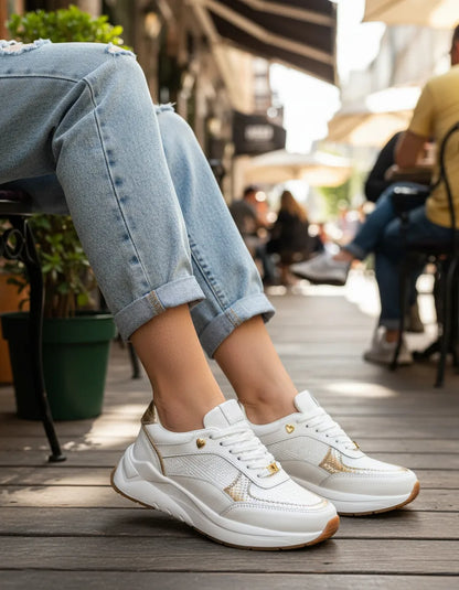 Tenis Blanco Mujer en Cuero Bont Baru