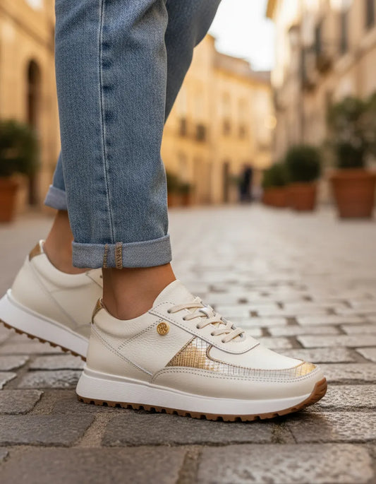 Tenis Beige Mujer en Cuero Bont Catania