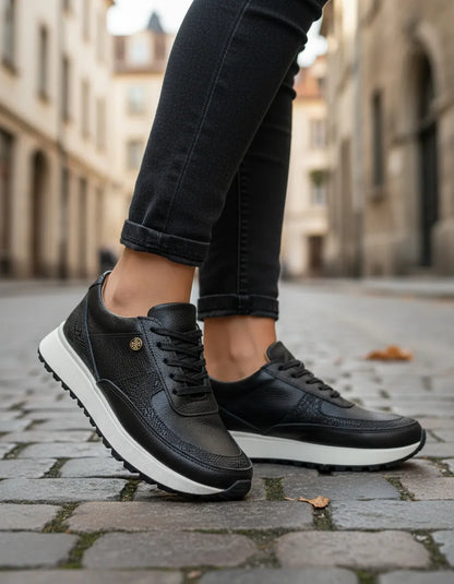 Tenis Negro Mujer en Cuero Bont Catania