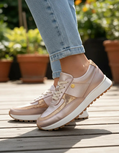 Tenis Oro Rosa Mujer en Cuero Bont Catania