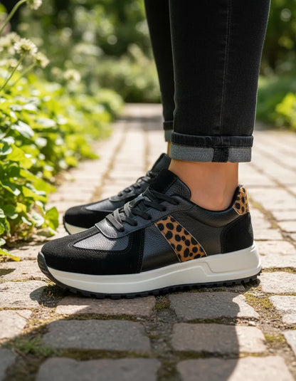 Tenis Negro Mujer en Cuero Bont Madrid