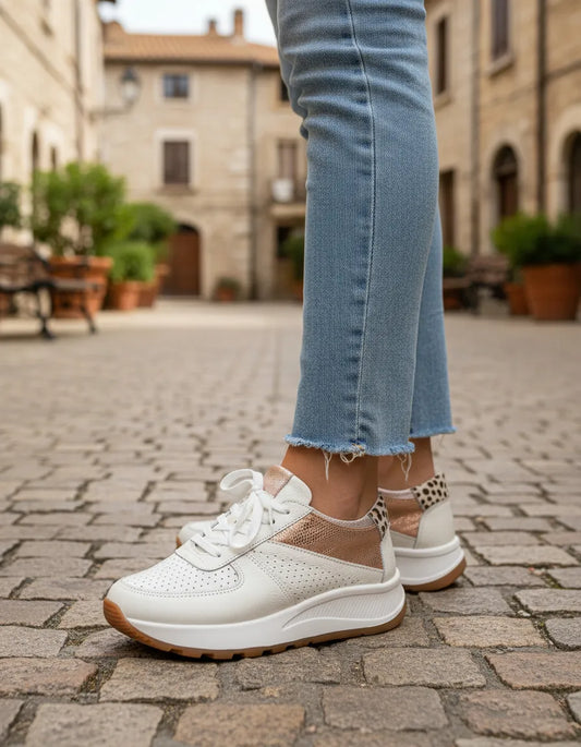 Tenis Beige Mujer en Cuero Bont Torino