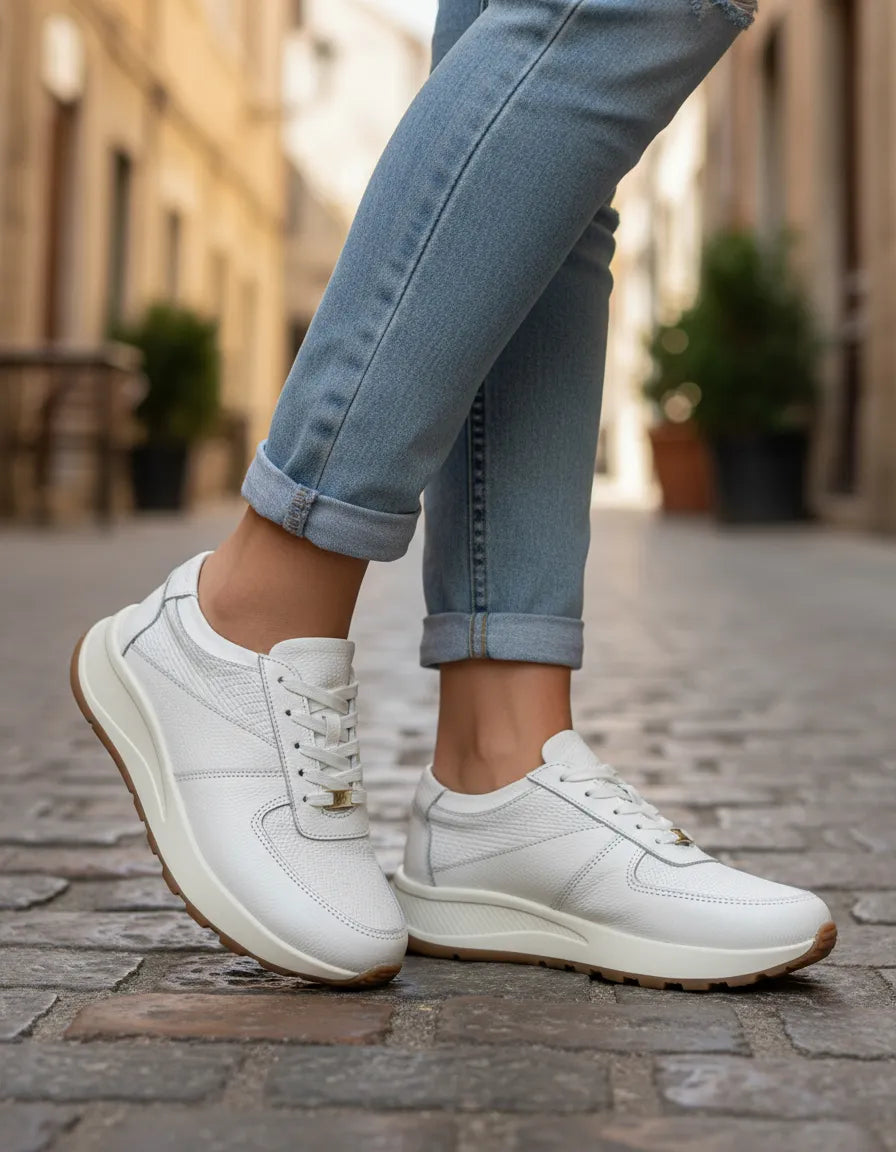 Tenis Blanco Mujer en Cuero Bont Torino