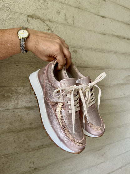 Tenis Oro Rosa Mujer en Cuero Bont Catania