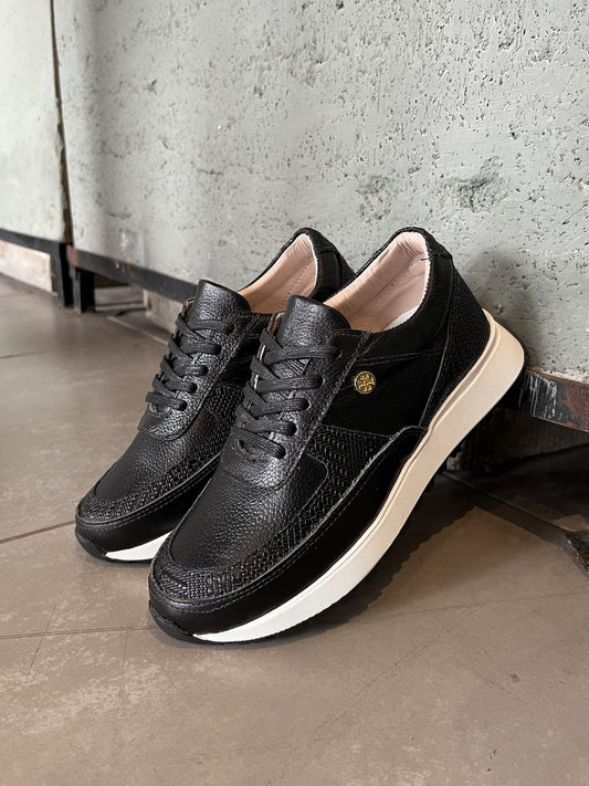 Tenis Negro Mujer en Cuero Bont Catania