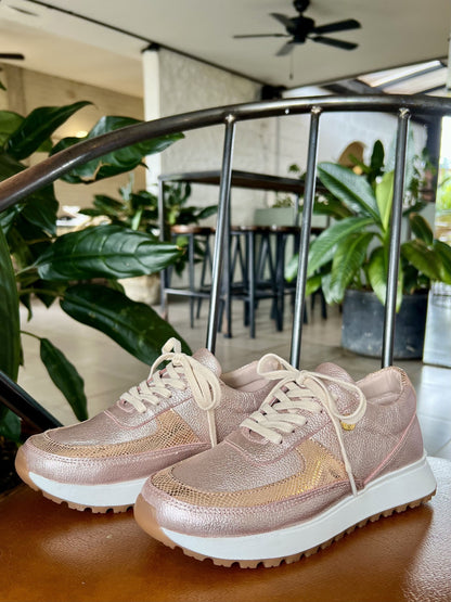 Tenis Oro Rosa Mujer en Cuero Bont Catania