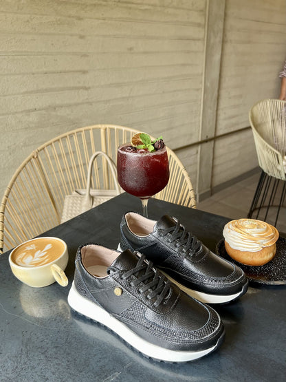 Tenis Negro Mujer en Cuero Bont Catania