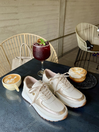 Tenis Beige Mujer en Cuero Bont Catania