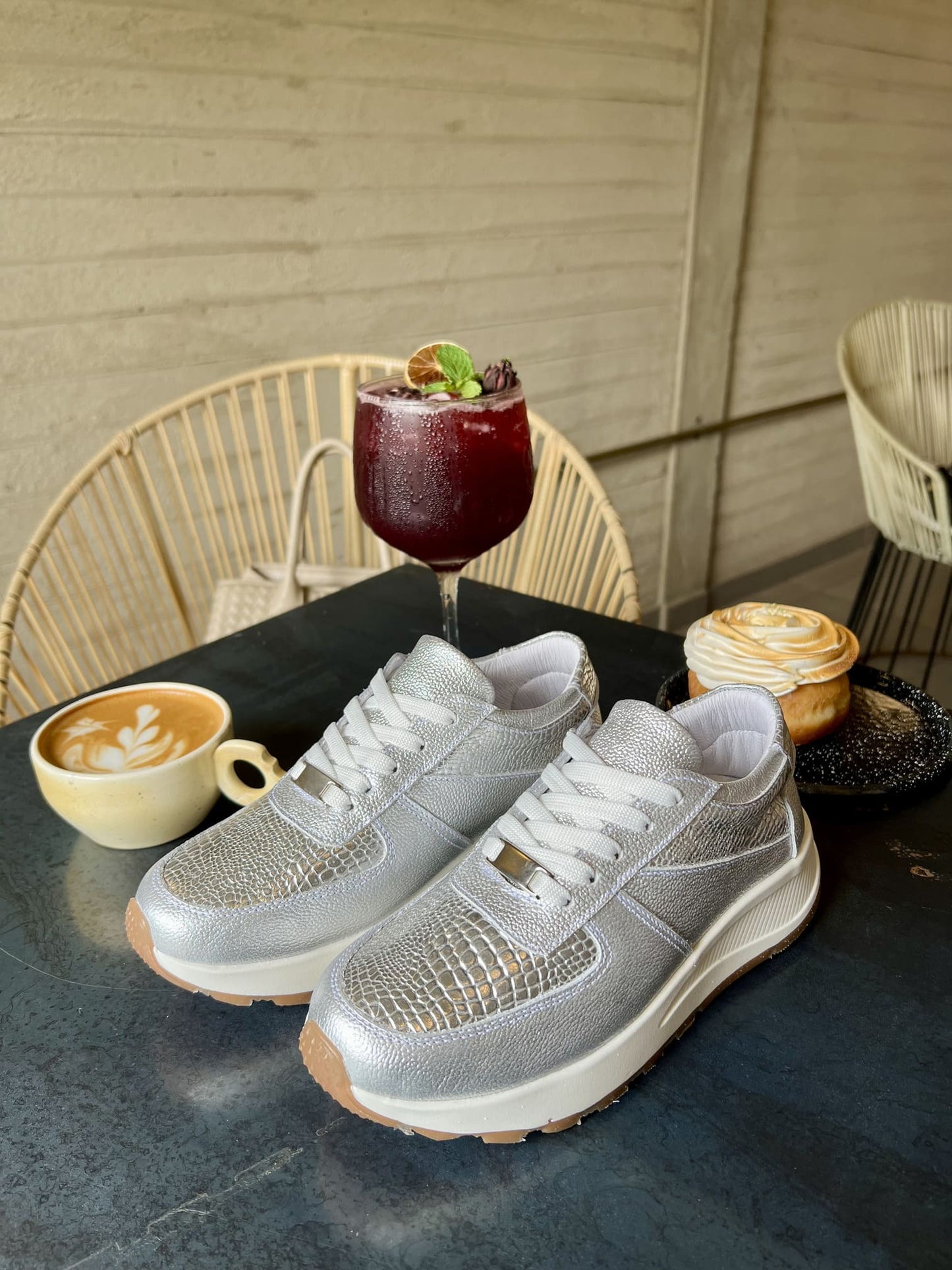 Tenis Plateado Mujer en Cuero Bont Torino