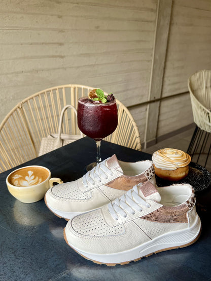 Tenis Beige Mujer en Cuero Bont Torino