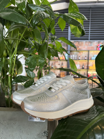 Tenis Plateado Mujer en Cuero Bont Torino