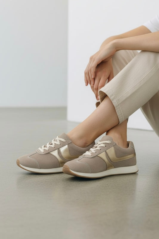 Tenis Beige Mujer Cuero Bont Lucca